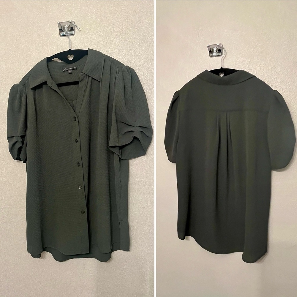 Adrianna Papell Army Green Blouse